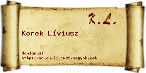 Korek Líviusz névjegykártya